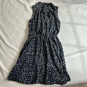 Sleeveless Black and White Polka Dot Dress